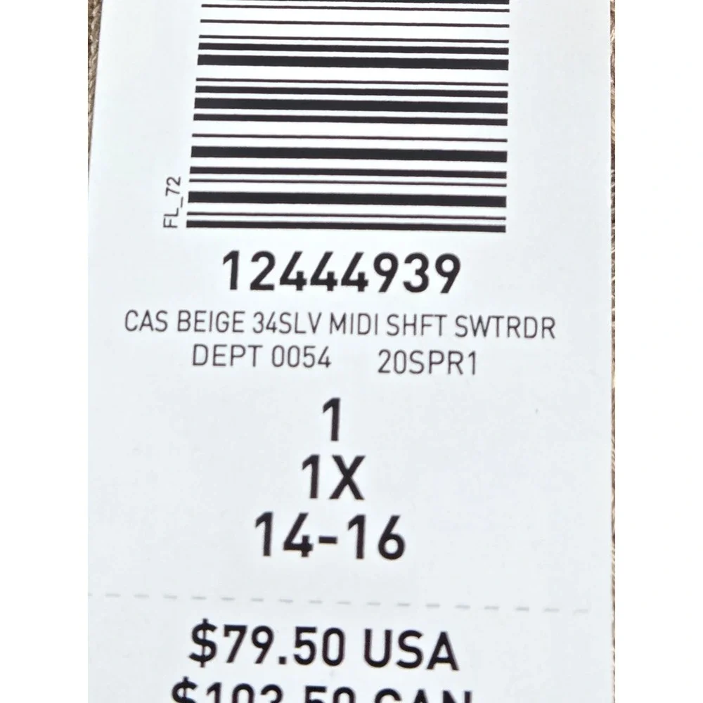 Torrid Knit Sweater Dress Women Size 1X Beige 3/4 Sleeve Boho Stretch Long NEW - Picture 11 of 13